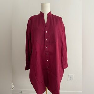 Frank & Elieen Tori Burgundy Shirt Dress - Small - NWT - Red